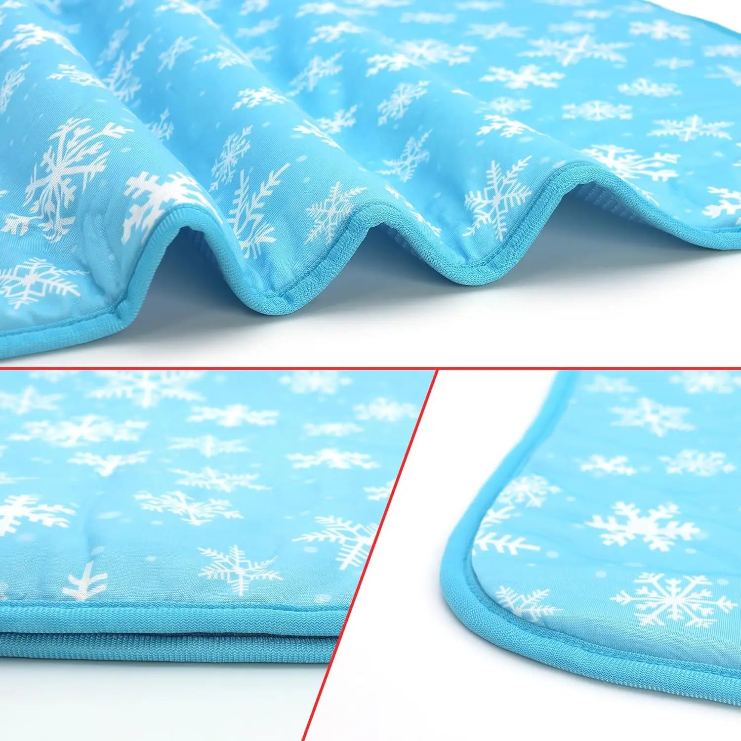 Summer Pet Cooling Mat - Cat Dog Cushion Pad, Soft Comfortable Snowflake Design, Blue Small 15.5x19.5in